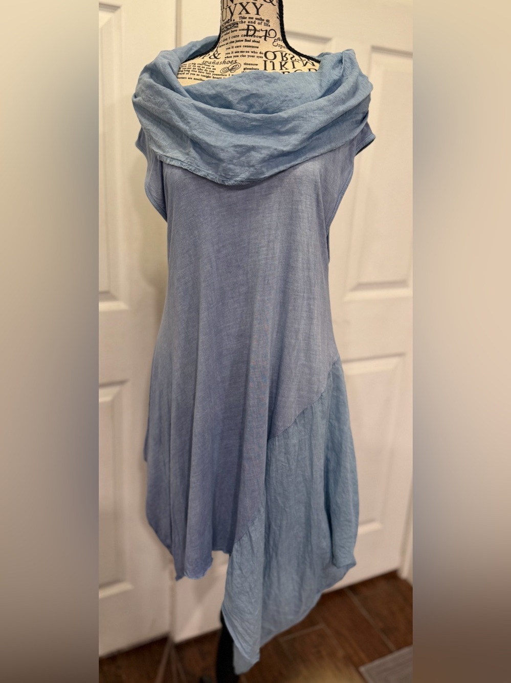 Sacred Threads Light Blue Layered Linen Blend Skirt